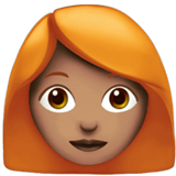 Apple design of the woman: medium skin tone red hair emoji verson:ios 16.4