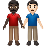 Apple design of the men holding hands: dark skin tone light skin tone emoji verson:ios 16.4