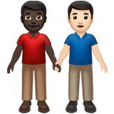 Apple design of the men holding hands: dark skin tone light skin tone emoji verson:ios 16.4