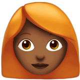 Apple design of the woman: medium-dark skin tone red hair emoji verson:ios 16.4