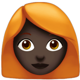 Apple design of the woman: dark skin tone red hair emoji verson:ios 16.4