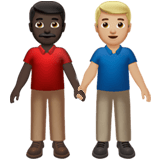 Apple design of the men holding hands: dark skin tone medium-light skin tone emoji verson:ios 16.4