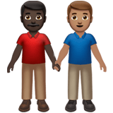 Apple design of the men holding hands: dark skin tone medium skin tone emoji verson:ios 16.4