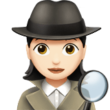 Apple design of the woman detective: light skin tone emoji verson:ios 16.4
