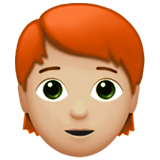 Apple design of the person: medium-light skin tone red hair emoji verson:ios 16.4