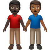 Apple design of the men holding hands: dark skin tone medium-dark skin tone emoji verson:ios 16.4