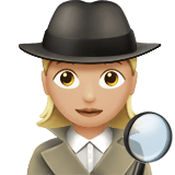 Apple design of the woman detective: medium-light skin tone emoji verson:ios 16.4