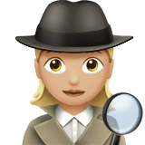 Apple design of the woman detective: medium-light skin tone emoji verson:ios 16.4