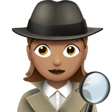 Apple design of the woman detective: medium skin tone emoji verson:ios 16.4