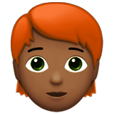 Apple design of the person: medium-dark skin tone red hair emoji verson:ios 16.4