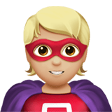 Apple design of the superhero: medium-light skin tone emoji verson:ios 16.4