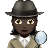 Apple design of the woman detective: dark skin tone emoji verson:ios 16.4