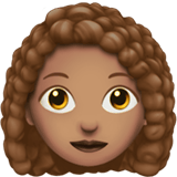 Apple design of the woman: medium skin tone curly hair emoji verson:ios 16.4