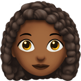 Apple design of the woman: medium-dark skin tone curly hair emoji verson:ios 16.4