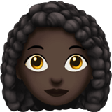 Apple design of the woman: dark skin tone curly hair emoji verson:ios 16.4