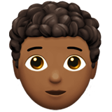 Apple design of the person: medium-dark skin tone curly hair emoji verson:ios 16.4