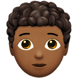 Apple design of the person: medium-dark skin tone curly hair emoji verson:ios 16.4