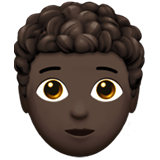 Apple design of the person: dark skin tone curly hair emoji verson:ios 16.4