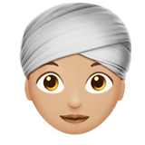 Apple design of the woman wearing turban: medium-light skin tone emoji verson:ios 16.4