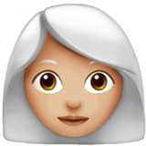 Apple design of the woman: medium-light skin tone white hair emoji verson:ios 16.4