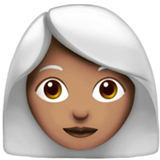 Apple design of the woman: medium skin tone white hair emoji verson:ios 16.4