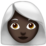 Apple design of the woman: dark skin tone white hair emoji verson:ios 16.4
