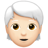 Apple design of the person: light skin tone white hair emoji verson:ios 16.4