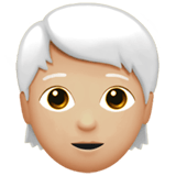 Apple design of the person: medium-light skin tone white hair emoji verson:ios 16.4