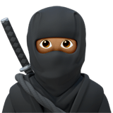 Apple design of the ninja: medium skin tone emoji verson:ios 16.4