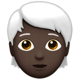 Apple design of the person: dark skin tone white hair emoji verson:ios 16.4