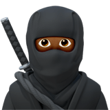 Apple design of the ninja: medium-dark skin tone emoji verson:ios 16.4