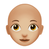 Apple design of the woman: medium-light skin tone bald emoji verson:ios 16.4