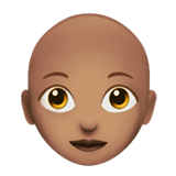 Apple design of the woman: medium skin tone bald emoji verson:ios 16.4