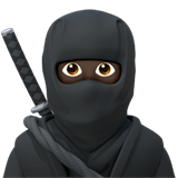 Apple design of the ninja: dark skin tone emoji verson:ios 16.4