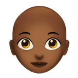 Apple design of the woman: medium-dark skin tone bald emoji verson:ios 16.4