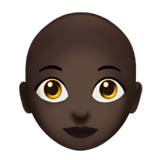 Apple design of the woman: dark skin tone bald emoji verson:ios 16.4
