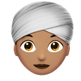 Apple design of the woman wearing turban: medium skin tone emoji verson:ios 16.4