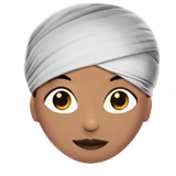 Apple design of the woman wearing turban: medium skin tone emoji verson:ios 16.4