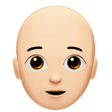 Apple design of the person: light skin tone bald emoji verson:ios 16.4
