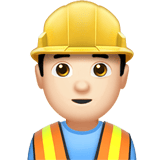 Apple design of the man construction worker: light skin tone emoji verson:ios 16.4