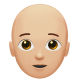 Apple design of the person: medium-light skin tone bald emoji verson:ios 16.4