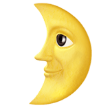 Apple design of the first quarter moon face emoji verson:ios 16.4