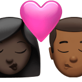 Apple design of the kiss: woman man dark skin tone medium-dark skin tone emoji verson:ios 16.4
