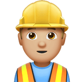Apple design of the man construction worker: medium-light skin tone emoji verson:ios 16.4