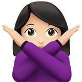 Apple design of the woman gesturing NO: light skin tone emoji verson:ios 16.4