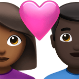 Apple design of the couple with heart: woman man medium-dark skin tone dark skin tone emoji verson:ios 16.4
