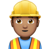 Apple design of the man construction worker: medium skin tone emoji verson:ios 16.4