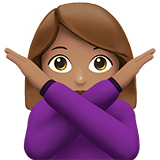 Apple design of the woman gesturing NO: medium skin tone emoji verson:ios 16.4