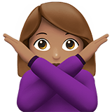 Apple design of the woman gesturing NO: medium skin tone emoji verson:ios 16.4