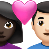 Apple design of the couple with heart: woman man dark skin tone light skin tone emoji verson:ios 16.4